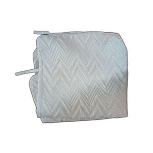 Pair white quilted Euro size pillow shams herringbone pattern polyester